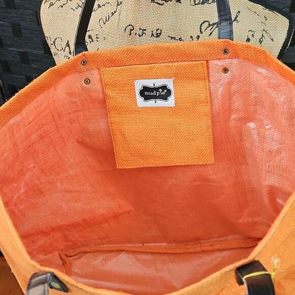 Mud Pie Orange Crown Tote Bag - Picture 4 of 8